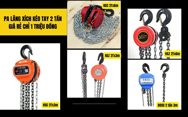 Pa lăng xích kéo tay 2 tấn giá rẻ chỉ 1 triệu đồng