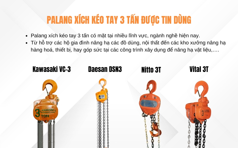 palang xích kéo tay 3 tấn được tin dùng