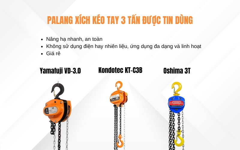 palang xích kéo tay 3 tấn được tin dùng