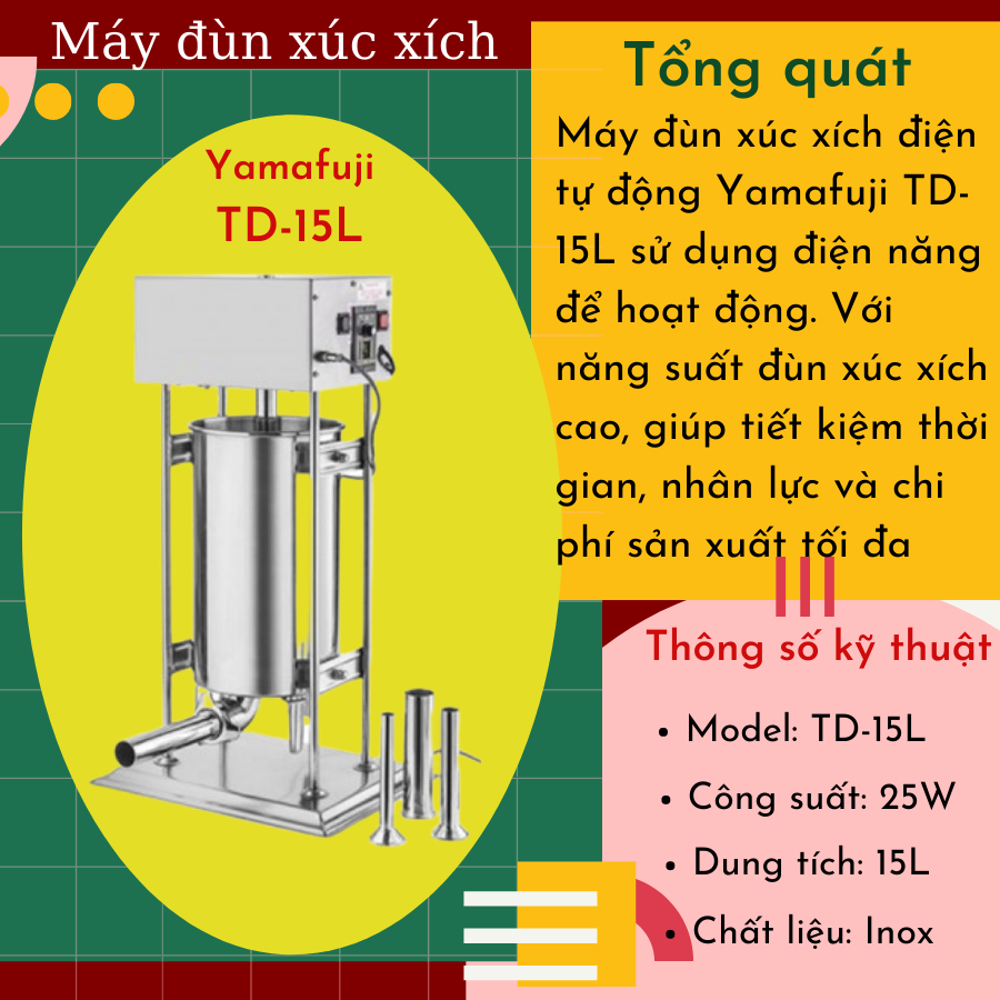 Máy đùn xúc xích chạy điện TD-15L chất lượng