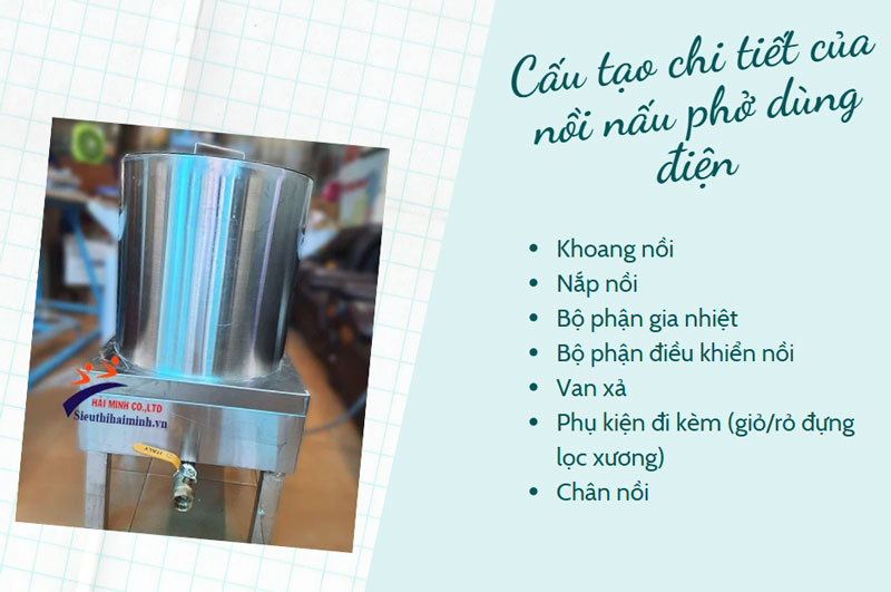 Cấu tạo chi tiết của nồi nấu phở dùng điện