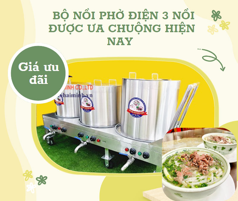 Bộ nồi phở điện 3 nồi được ưa chuộng hiện nay