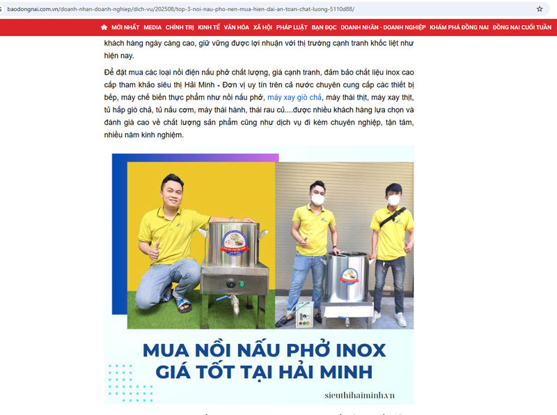 Siêu thị Hải Minh địa chỉ mua nồi nấu phở giá tốt