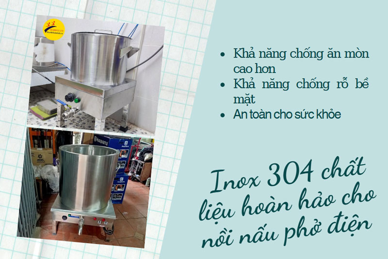 Inox 304 chất liệu hoàn hảo cho nồi nấu phở điện 