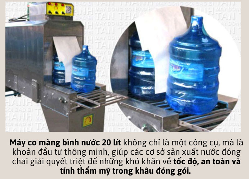 Máy co màng bình nước 20L mọi thông tin cần biết