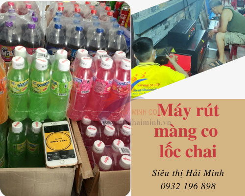 máy rút màng co lốc chai