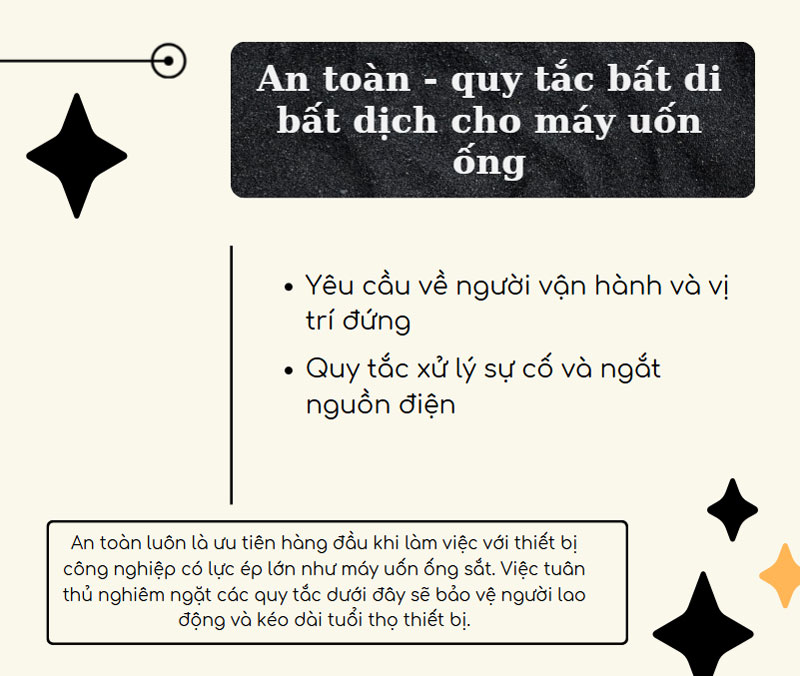 An toàn - quy tắc bất di bất dịch cho máy uốn ống