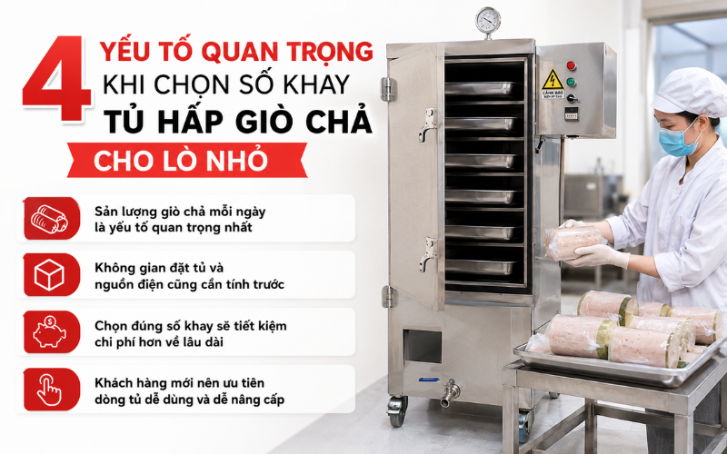 4 Yếu tố quan trọng khi chọn số khay tủ hấp giò chả cho lò nhỏ